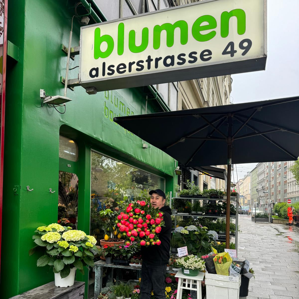 Nahaufnahme leuchtend lachsfarbener Pfingstrosen Coral Sunset – frische Schnittblumen bei Blumen Kreativ Wien
